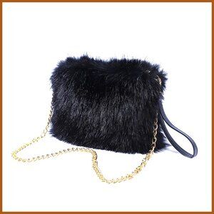 Faux Fur Evening Handbag with Shoulder Strap Crossbody Purse